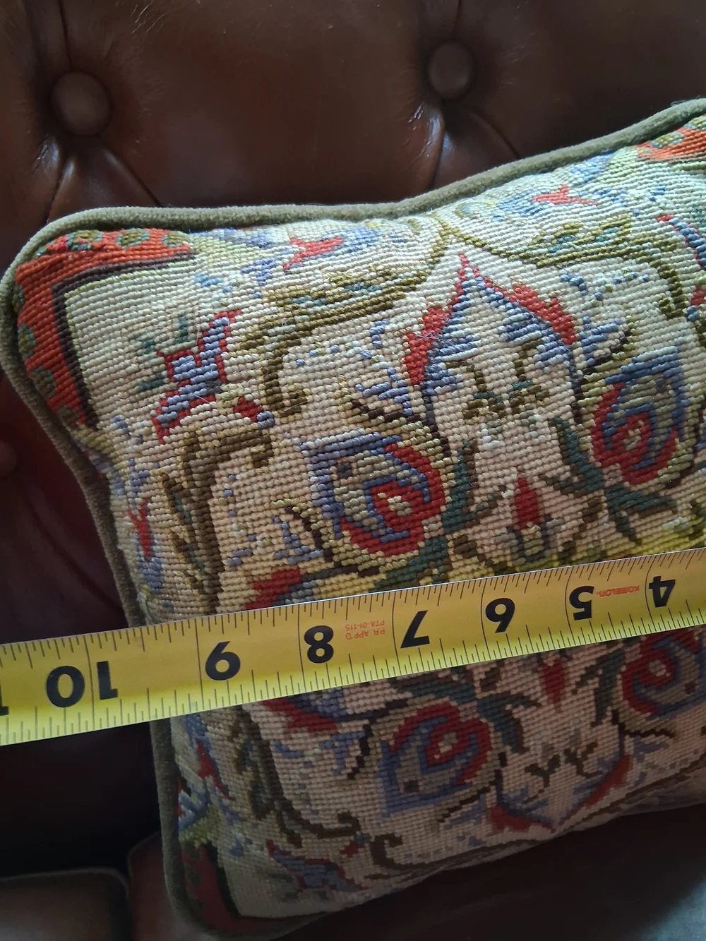 Embroidered Medallion Decorative Pillow - Olive Green & Multi